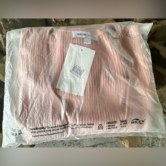 🎸VERONICA BEARD🎸🔥NWT🔥Sid Directional Rib Sweater Tank in Pink Clay— L - Picture 8 of 10
